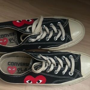 Converse Black Sneakers with Red Heart Design